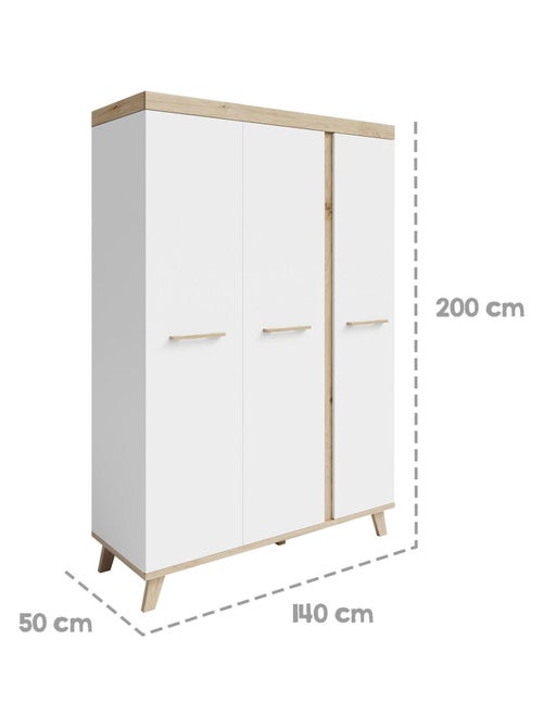 Armoire bébé scandinave 3 portes décor chêne 'Roba Smile' - Kiabi