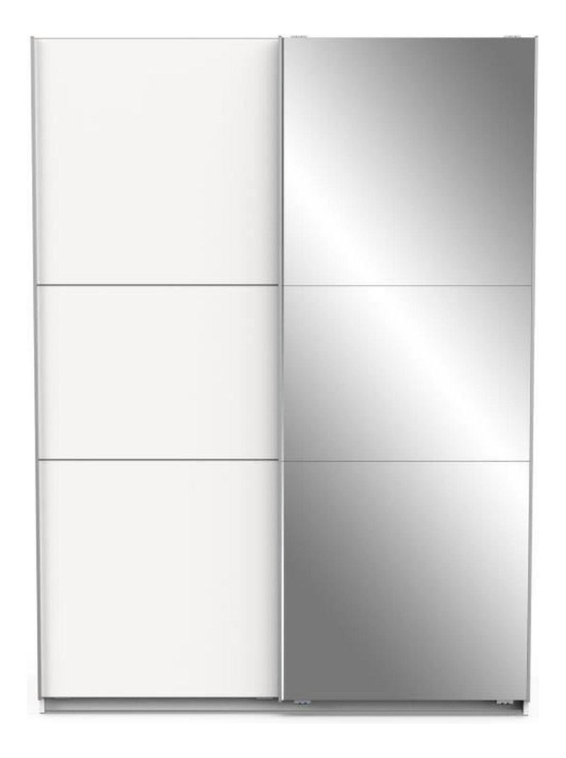 Armoire blanc mat - 2 Portes coulissantes + miroir - Demeyere Blanc - Kiabi