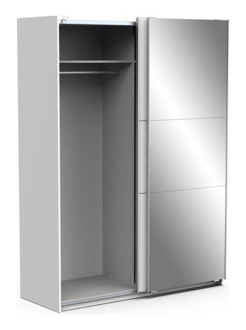 Armoire blanc mat - 2 Portes coulissantes + miroir - Demeyere Blanc - Kiabi