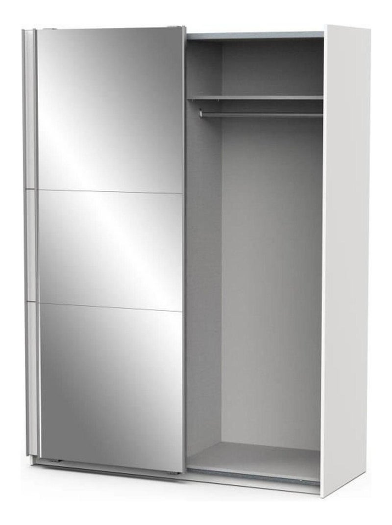 Armoire blanc mat - 2 Portes coulissantes + miroir - Demeyere Blanc - Kiabi