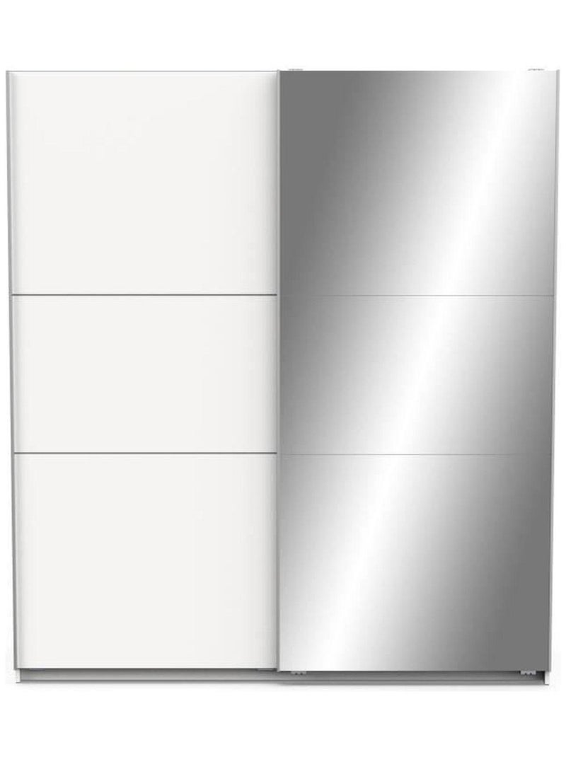 Armoire blanc mat - 2 Portes coulissantes + miroir - Demeyere Blanc - Kiabi
