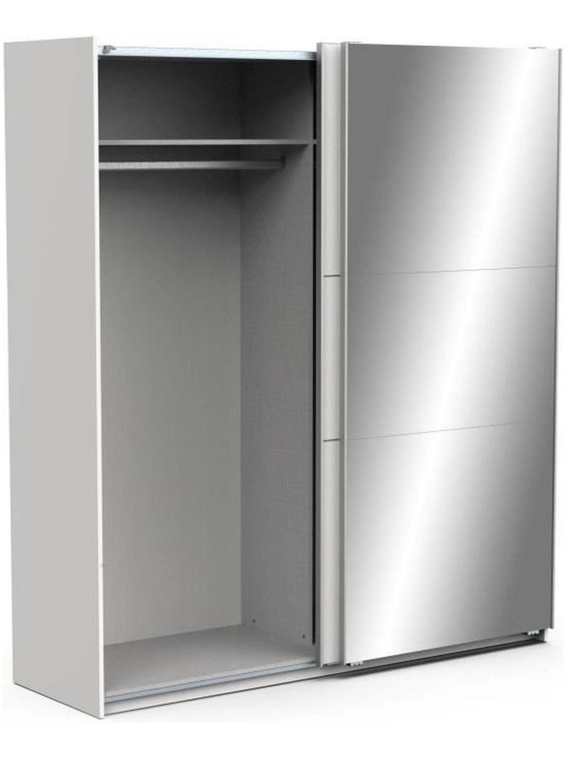Armoire blanc mat - 2 Portes coulissantes + miroir - Demeyere Blanc - Kiabi