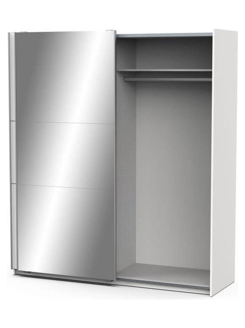 Armoire blanc mat - 2 Portes coulissantes + miroir - Demeyere Blanc - Kiabi
