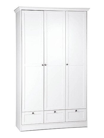 Armoire blanche avec tiroirs 3 portes chambre
