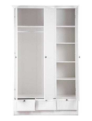 Armoire blanche avec tiroirs 3 portes chambre