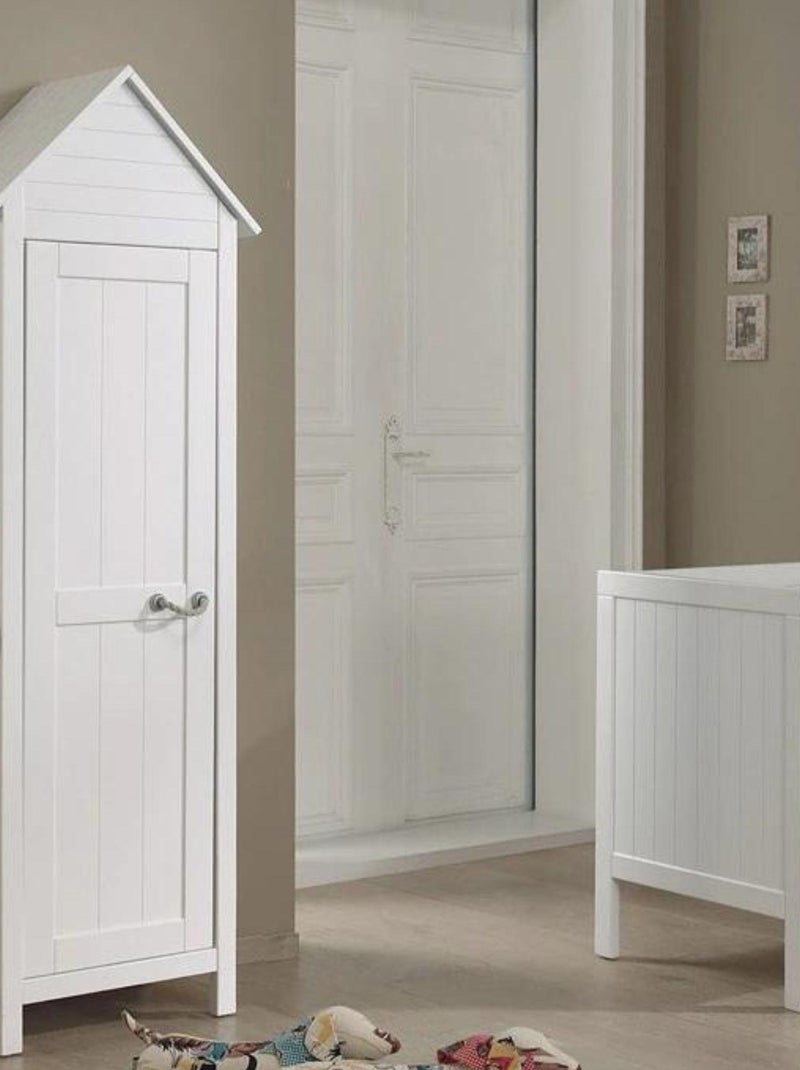 Armoire cabane 1 porte effet bois, coloris blanc Blanc - Kiabi