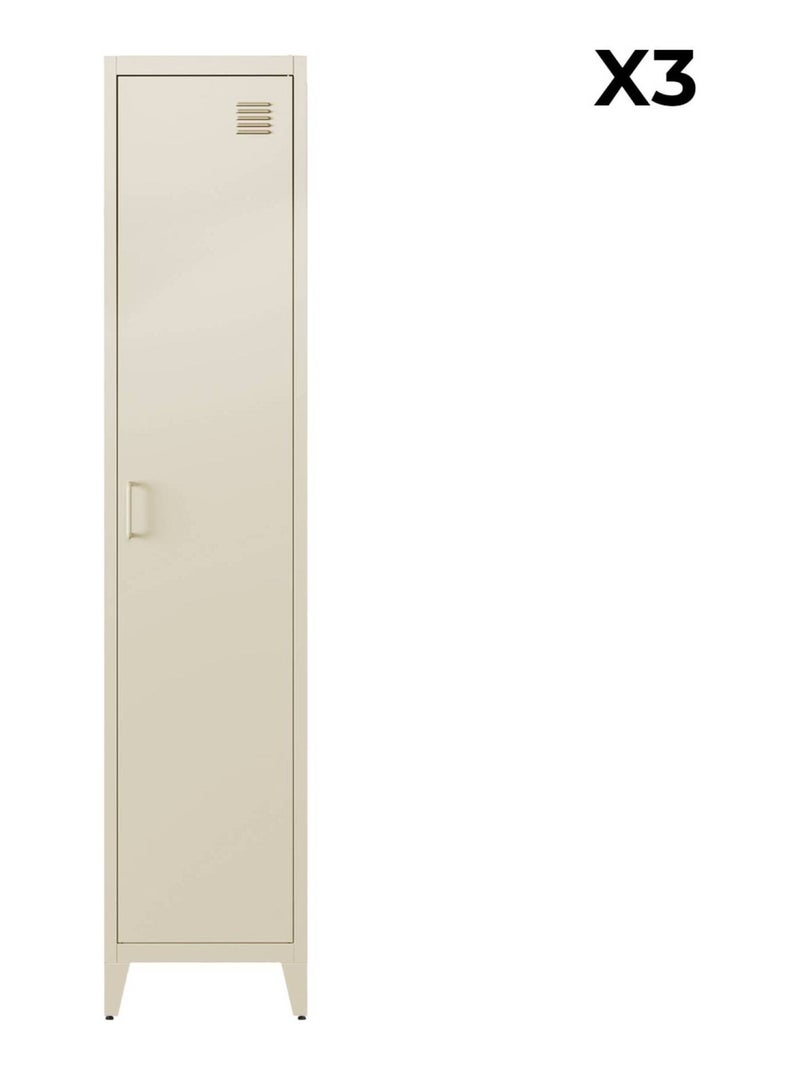 Armoire casier industriel métal 4 espaces de rangement (lot de 3) soho Beige - Kiabi