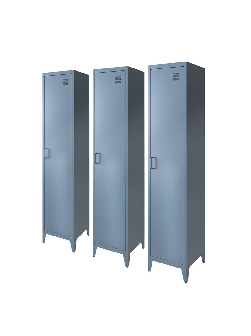 Armoire casier industriel métal 4 espaces de rangement (lot de 3) Soho Bleu gris - Kiabi