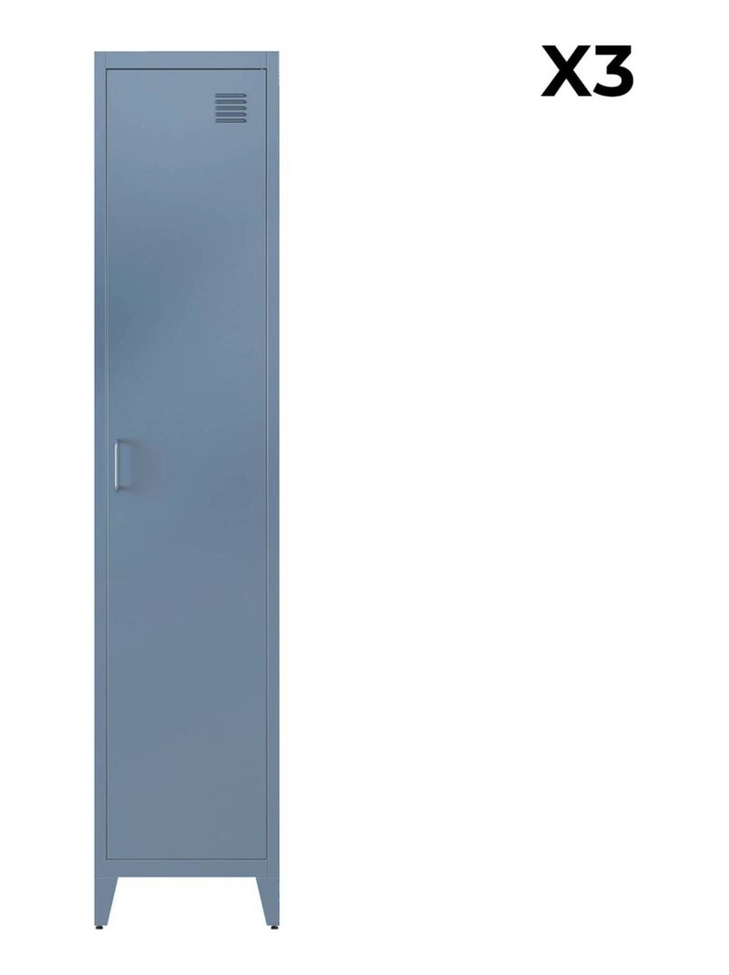 Armoire casier industriel métal 4 espaces de rangement (lot de 3) Soho Bleu gris - Kiabi