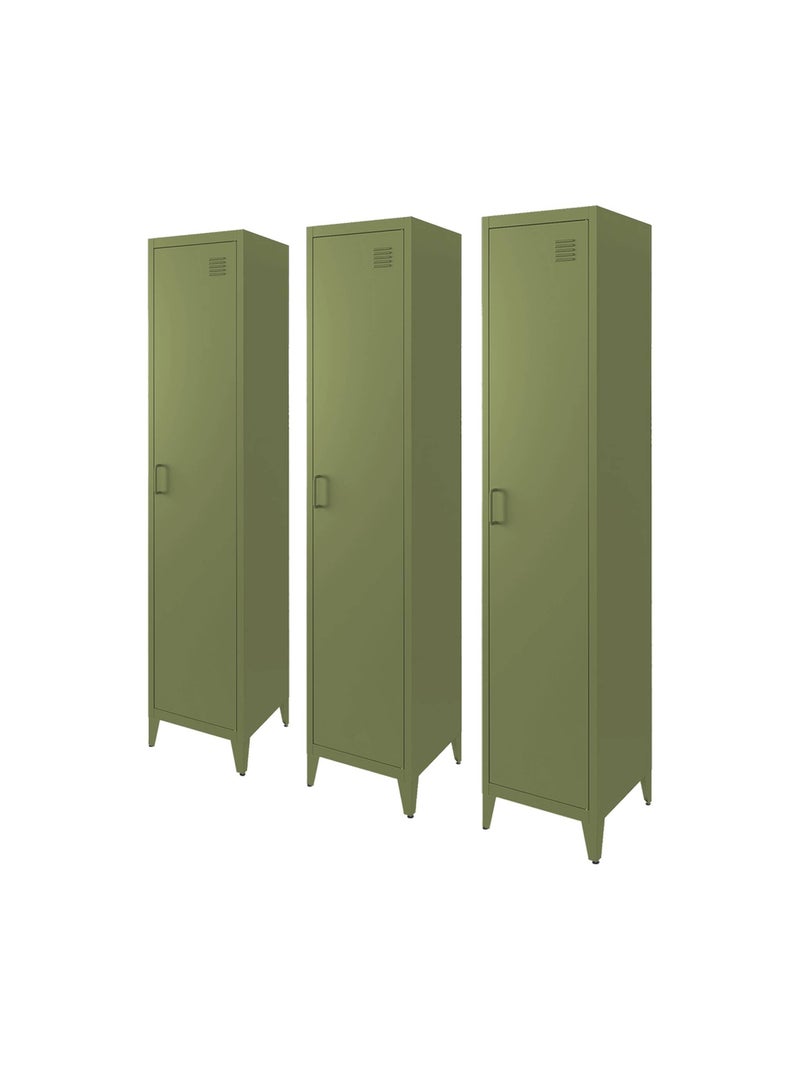 Armoire casier industriel métal 4 espaces de rangement (lot de 3) soho Kaki - Kiabi