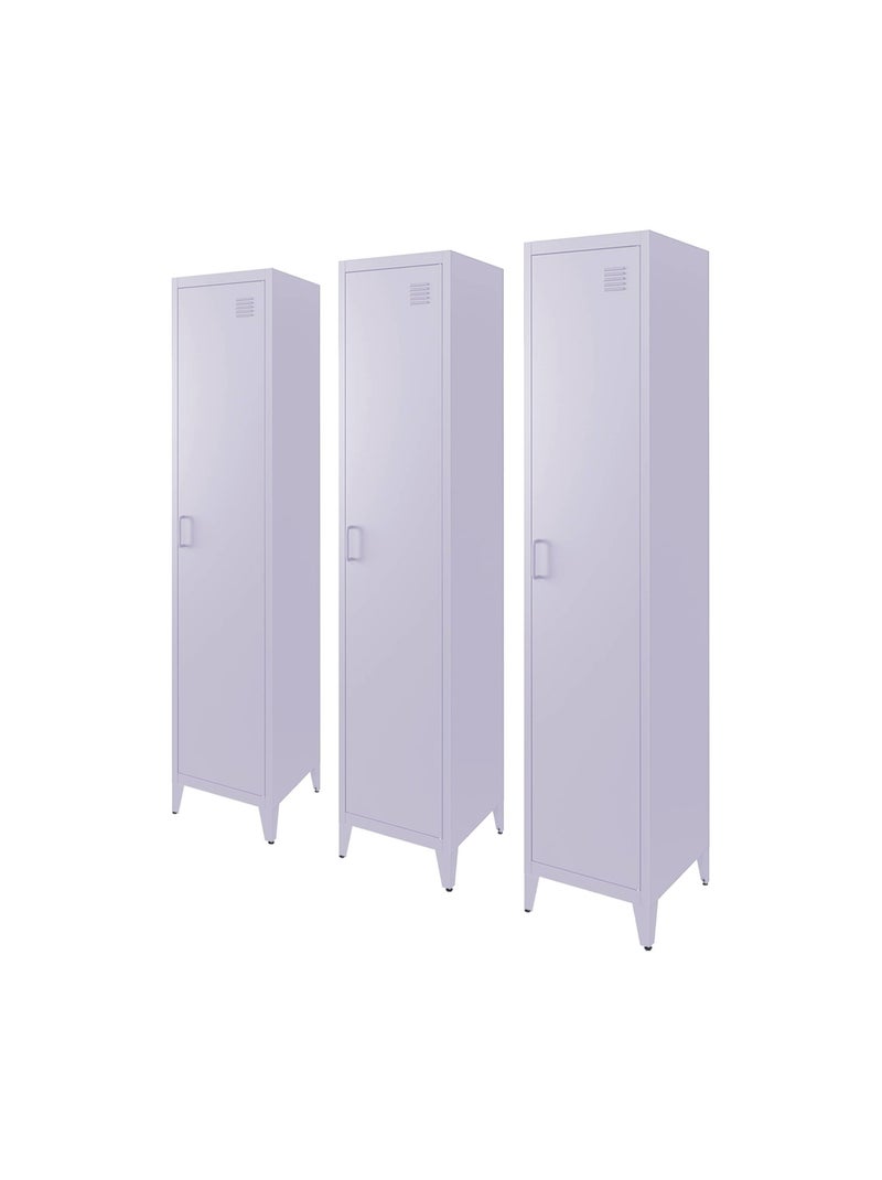 Armoire casier industriel métal 4 espaces de rangement (lot de 3) Soho Mauve lilas - Kiabi