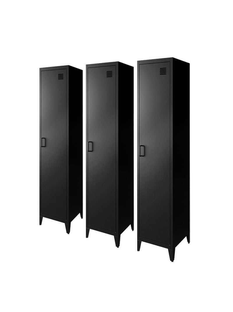 Armoire casier industriel métal 4 espaces de rangement (lot de 3) Soho Noir - Kiabi
