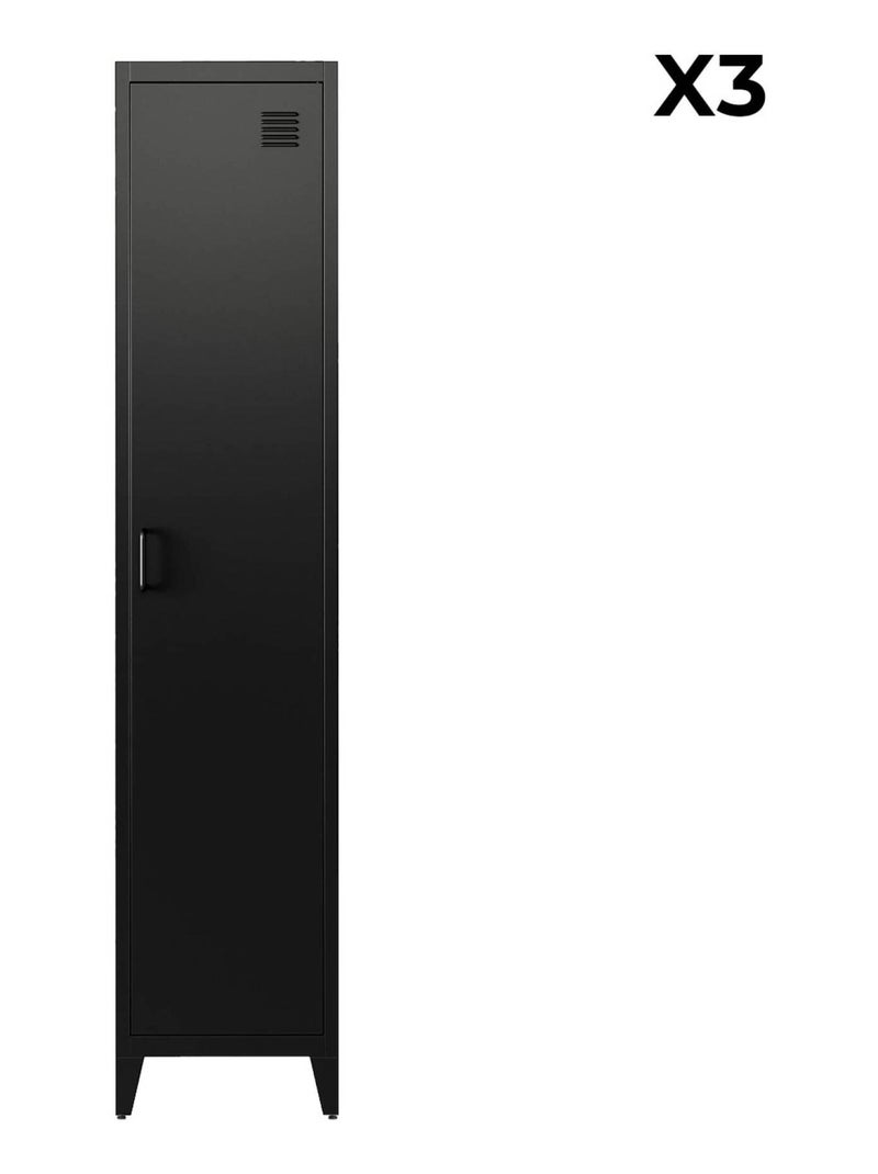 Armoire casier industriel métal 4 espaces de rangement (lot de 3) Soho Noir - Kiabi