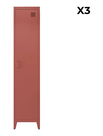 Armoire casier industriel métal 4 espaces de rangement (lot de 3) soho
