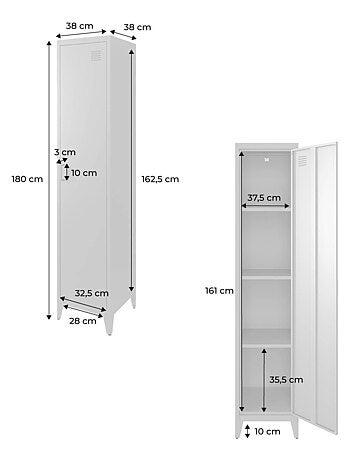 Armoire casier industriel métal 4 espaces de rangement (lot de 3) soho