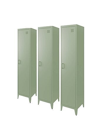 Armoire casier industriel métal 4 espaces de rangement (lot de 3) Soho