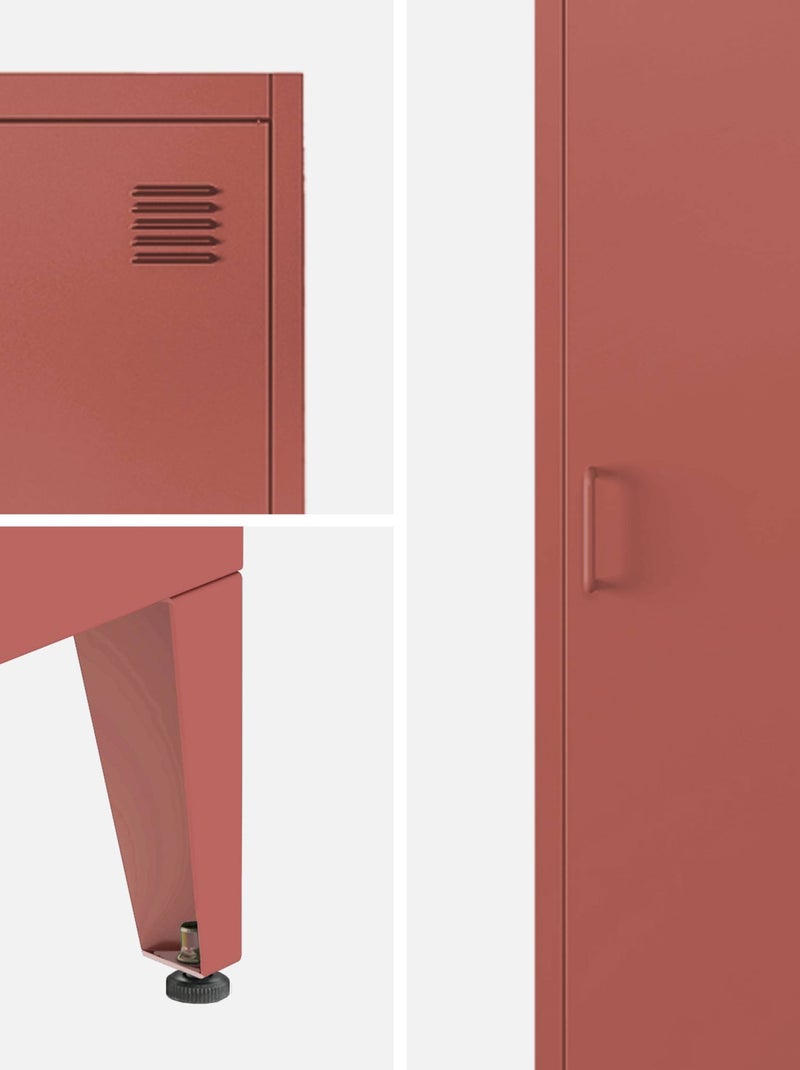 Armoire casier industriel métal 4 espaces de rangement Soho Rouge brique - Kiabi