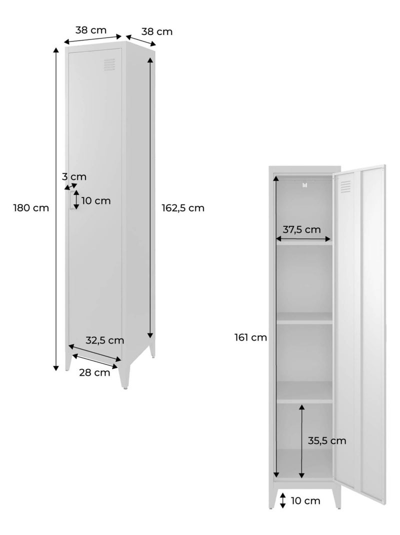 Armoire chambre industrielle métal 4 espaces de rangement Soho Kaki - Kiabi