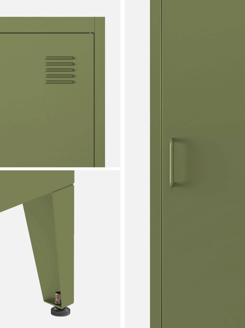 Armoire chambre industrielle métal 4 espaces de rangement Soho Kaki - Kiabi