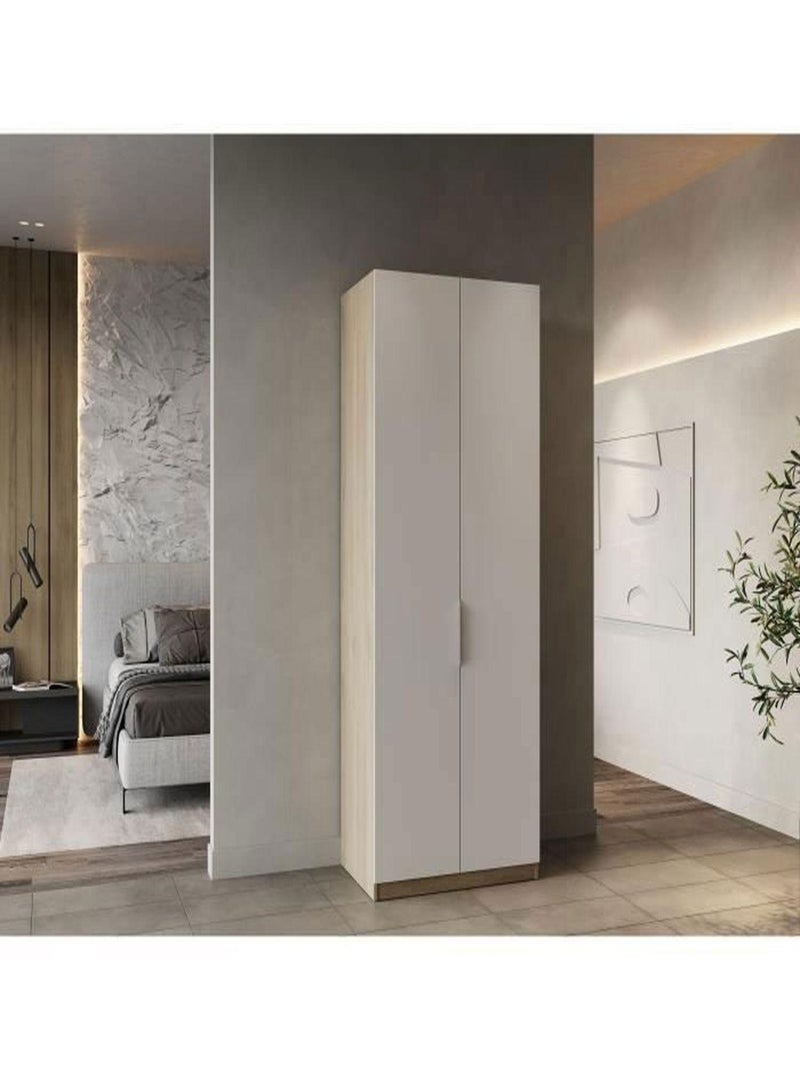 Armoire chêne kronberg et blanc mat - 2 Portes - - Demeyere Blanc - Kiabi