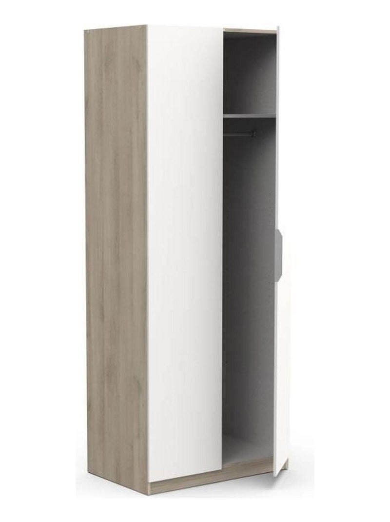 Armoire chêne kronberg et blanc mat - 2 Portes - - Demeyere Blanc - Kiabi