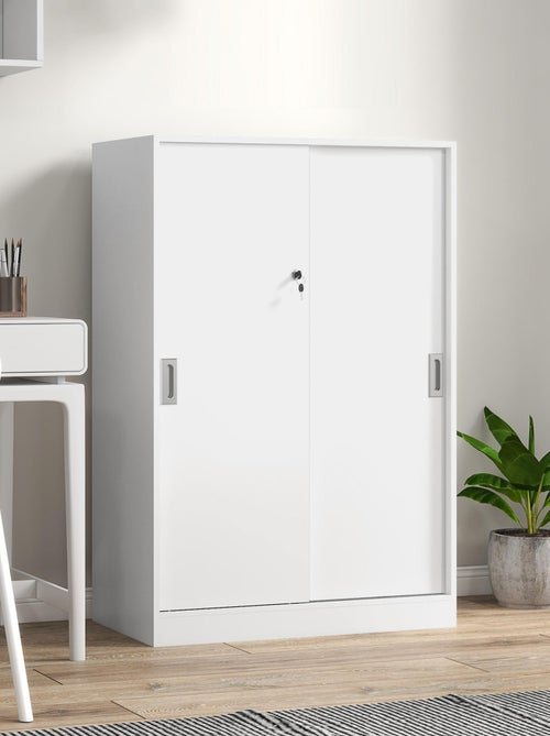 Armoire de bureau 2 portes coulissantes verrouillables 2 étagères - Kiabi