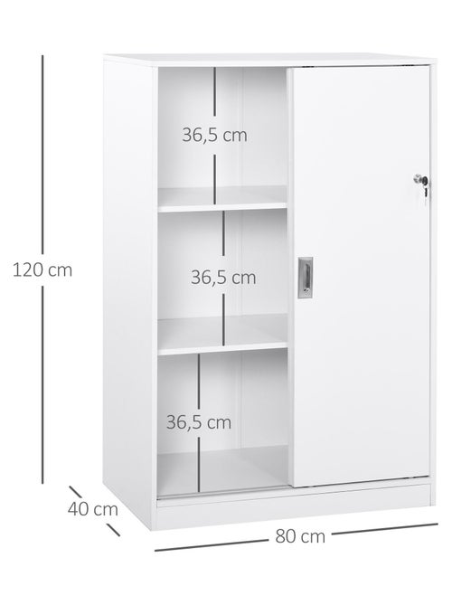 Armoire de bureau 2 portes coulissantes verrouillables 2 étagères - Kiabi