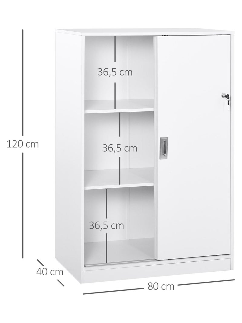 Armoire de bureau 2 portes coulissantes verrouillables 2 étagères Blanc Blanc - Kiabi