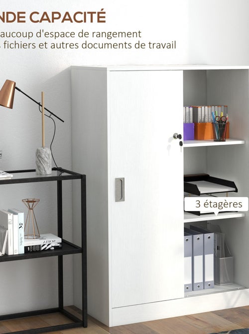 Armoire de bureau 2 portes coulissantes verrouillables 2 étagères - Kiabi