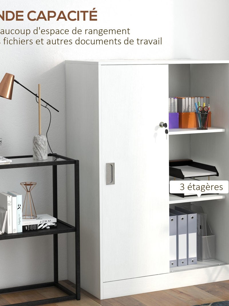 Armoire de bureau 2 portes coulissantes verrouillables 2 étagères Blanc Blanc - Kiabi
