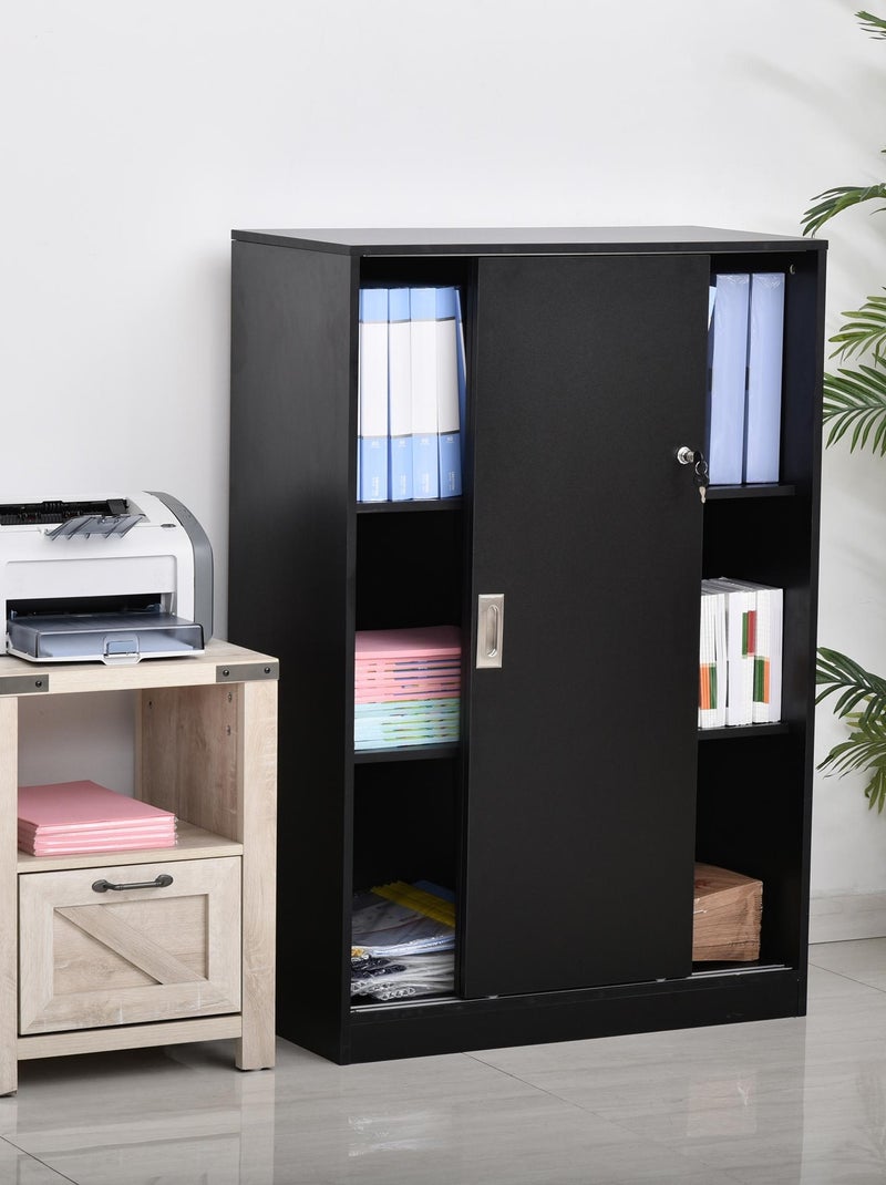 Armoire de bureau 2 portes coulissantes verrouillables 2 étagères Noir - Kiabi