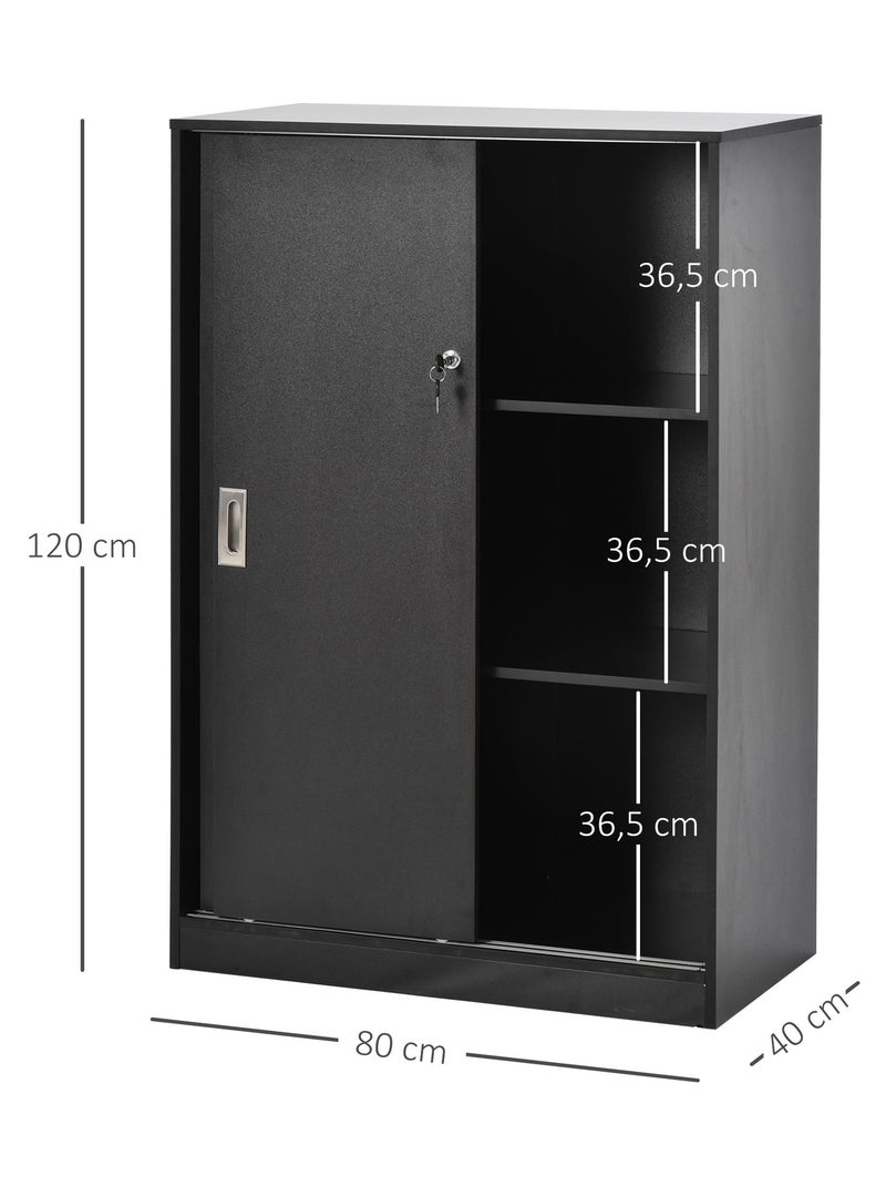 Armoire de bureau 2 portes coulissantes verrouillables 2 étagères Noir - Kiabi