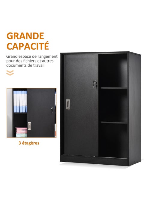 Armoire de bureau 2 portes coulissantes verrouillables 2 étagères - Kiabi