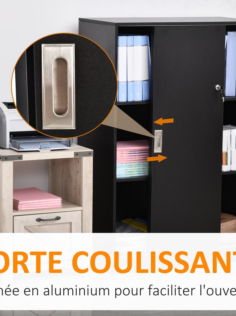 Armoire de bureau 2 portes coulissantes verrouillables 2 étagères Noir - Kiabi