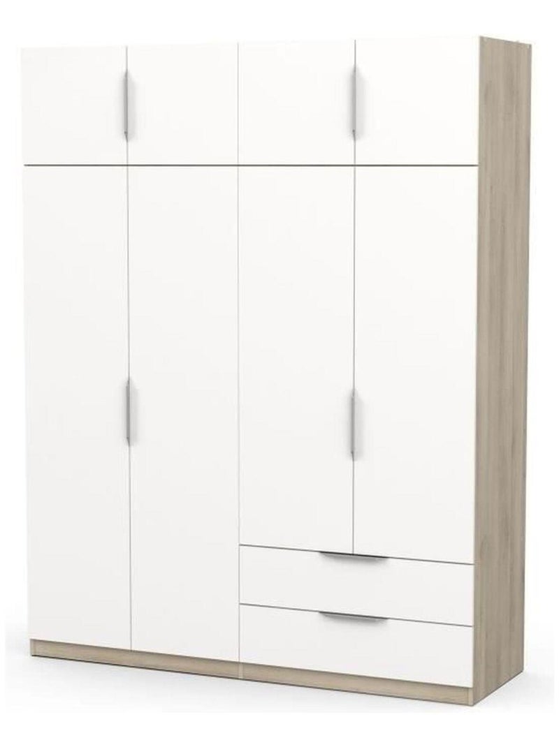 Armoire de chambre - 8 portes - 2 tiroirs - Blanc - Demeyere Blanc - Kiabi