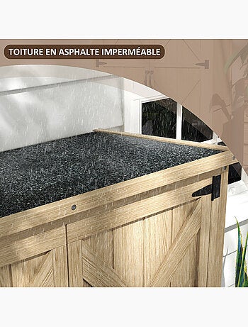 Armoire de jardin 2 portes croisillons 2 étagères bois pré-huilé
