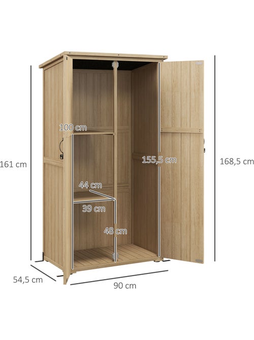 Armoire de jardin 2 portes croisillons 2 étagères bois pré-huilé - Kiabi