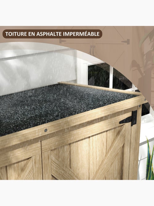 Armoire de jardin 2 portes croisillons 2 étagères bois pré-huilé - Kiabi