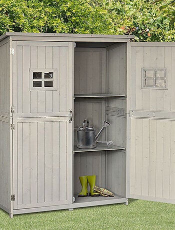 Armoire de jardin 2 portes fenêtres étagères - GARDENSHAPE