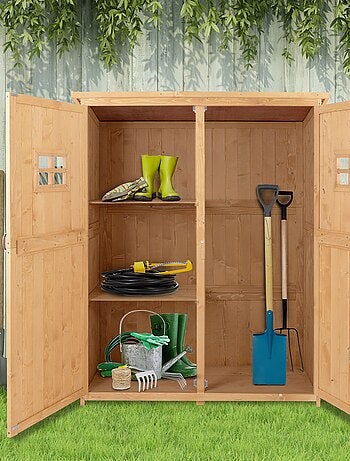 Armoire de jardin 2 portes fenêtres étagères - GARDENSHAPE