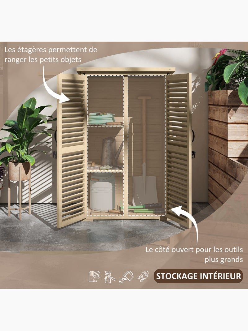 Armoire de jardin 2 portes persiennes Beige - Kiabi