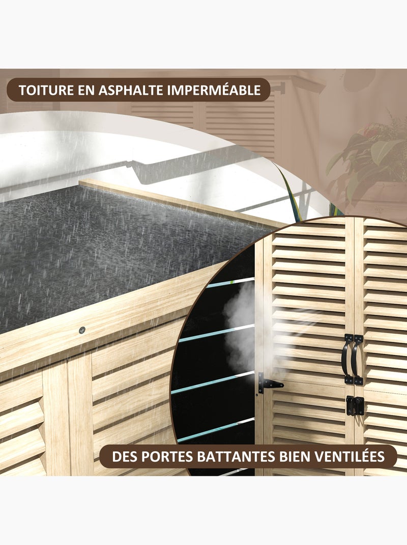 Armoire de jardin 2 portes persiennes Beige - Kiabi