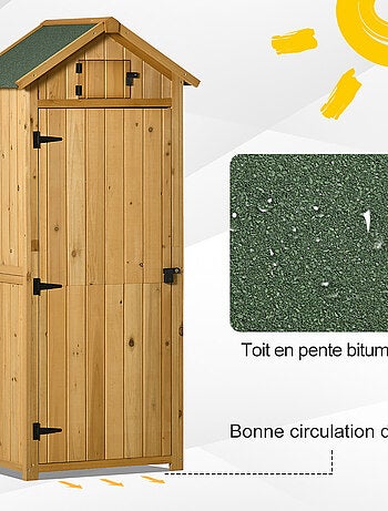 Armoire de jardin 3 étagères 2 portes
