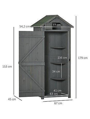 Armoire de jardin 3 étagères 2 portes