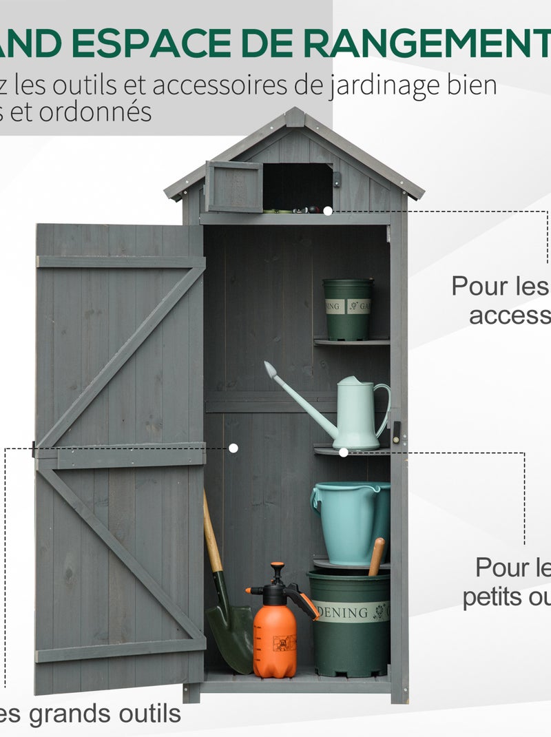 Armoire de jardin 3 étagères 2 portes Gris - Kiabi