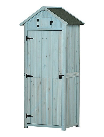 Armoire de jardin 3 étagères 2 portes loquets bois sapin