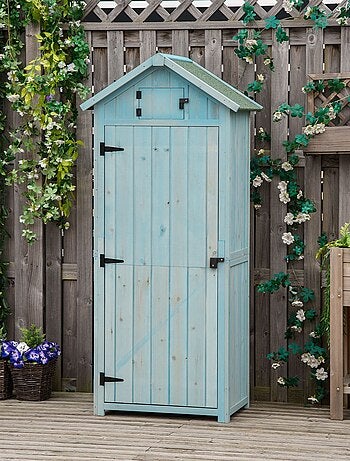 Armoire de jardin 3 étagères 2 portes loquets bois sapin