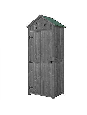 Armoire de jardin 3 étagères 2 portes loquets bois sapin
