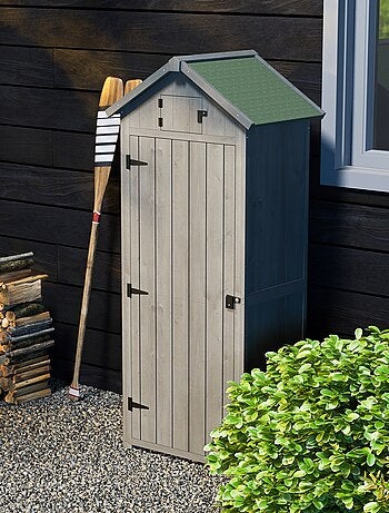 Armoire de jardin 3 étagères 2 portes loquets bois sapin