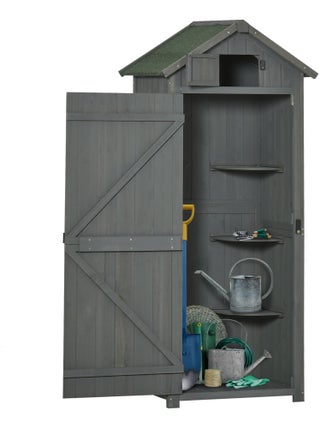 Armoire de jardin 3 étagères 2 portes loquets bois sapin